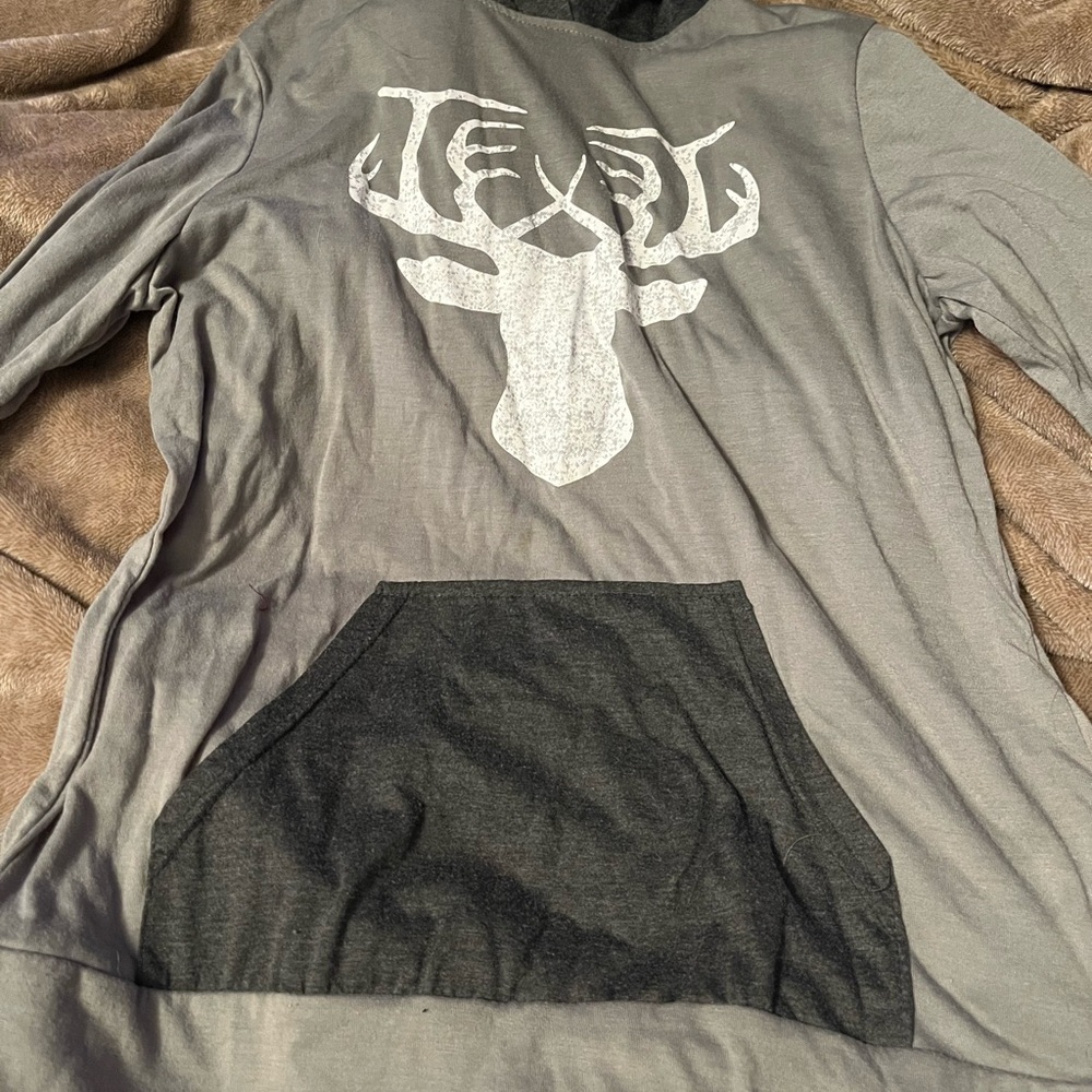Gray Hoodie with Deer Graphic